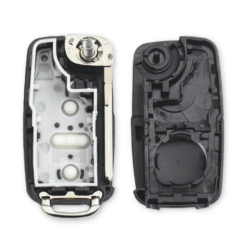 3 Button Flip Car Key Shell Blank Uncut Blade Housing Compatible with VW Beetle Caddy Eos Golf Jetta Polo Scirocco Tiguan Touran