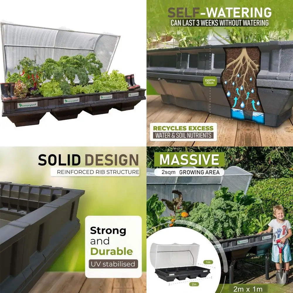

vegepod - приподнятая садовая кровать - садовый комплект самополивного контейнера с защитным чехлом, легко повысить высоту талии, 10-летний