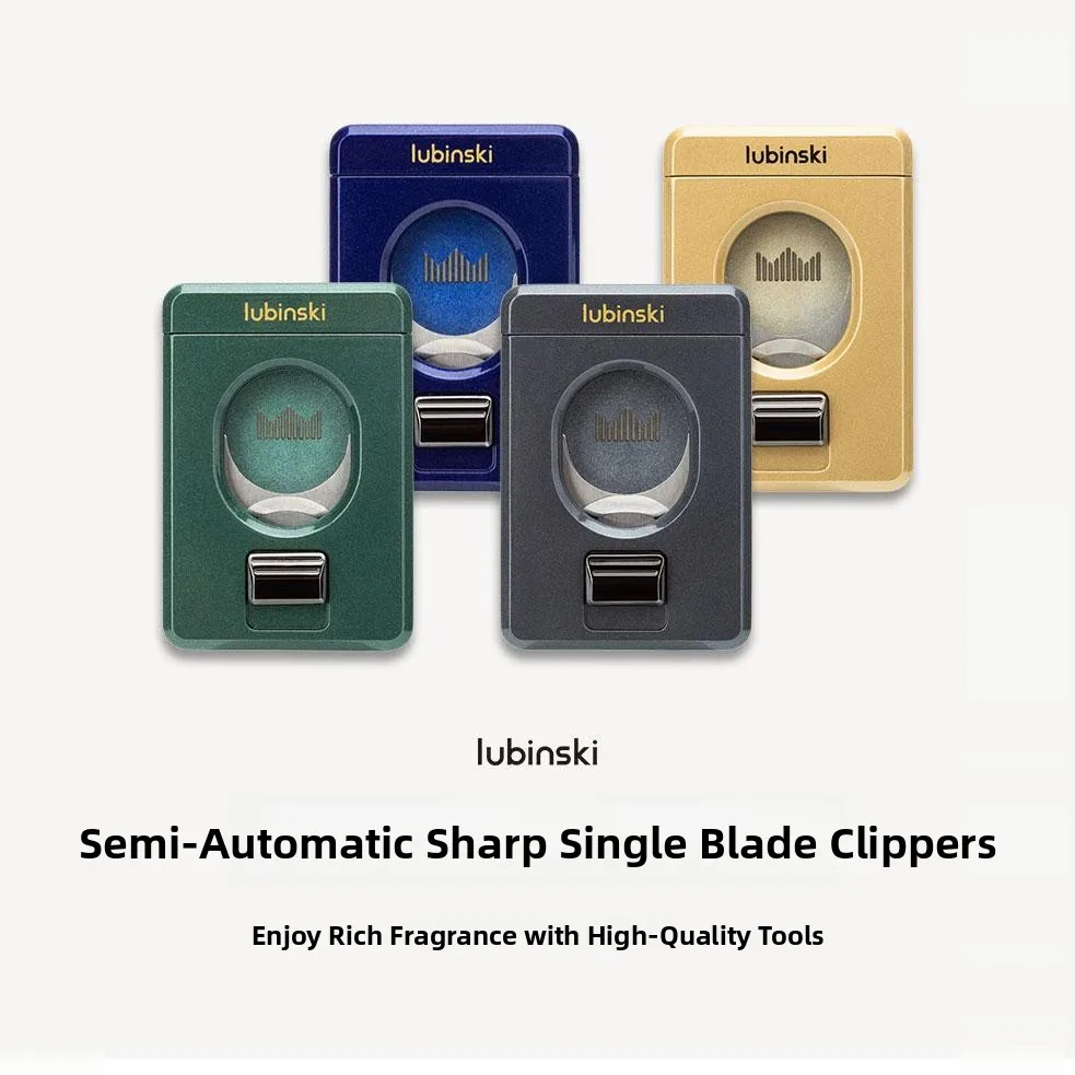 

Ультратонкие портативные полуавтоматические ножницы для сигар с одним лезвием и плоским срезом Lubinski New Cigar Cutter 2024 Winter, производство Китай