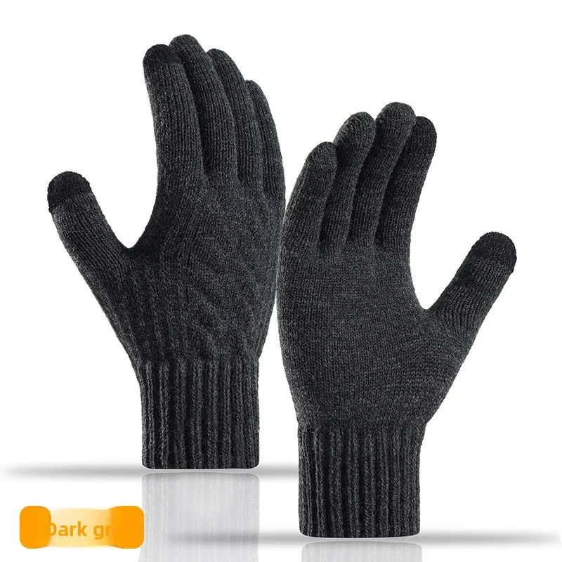 New Autumn and Winter Knitted Gloves Large-sized Men's Cold-proof and Warm Gloves and Large-sized Women's Touch-screen Gloves
