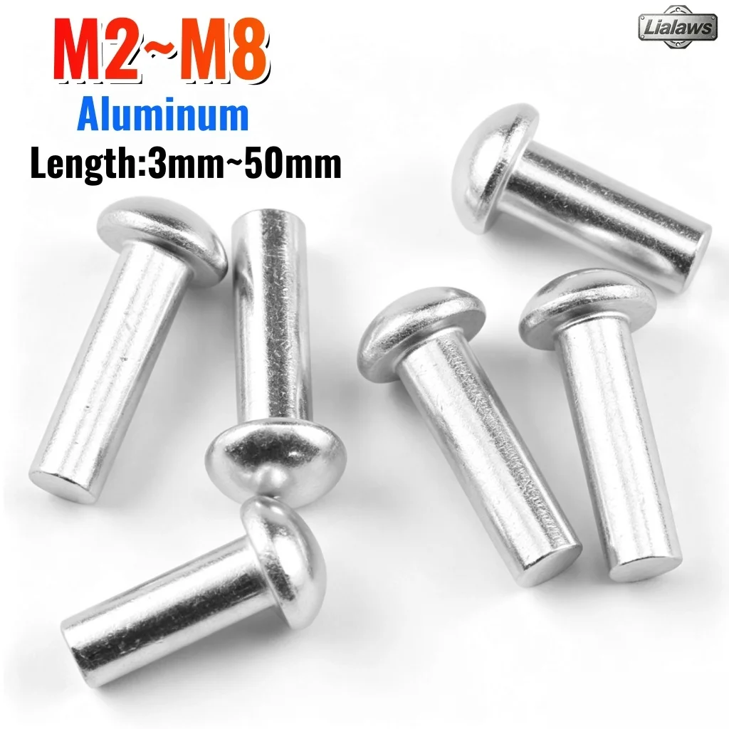 10~300pcs Aluminum Solid Round Head Rivet GB867 Semi-round Head Self-plugging Hand Knock Rivet M2 M2.5 M3 M4 M5 M6 M8