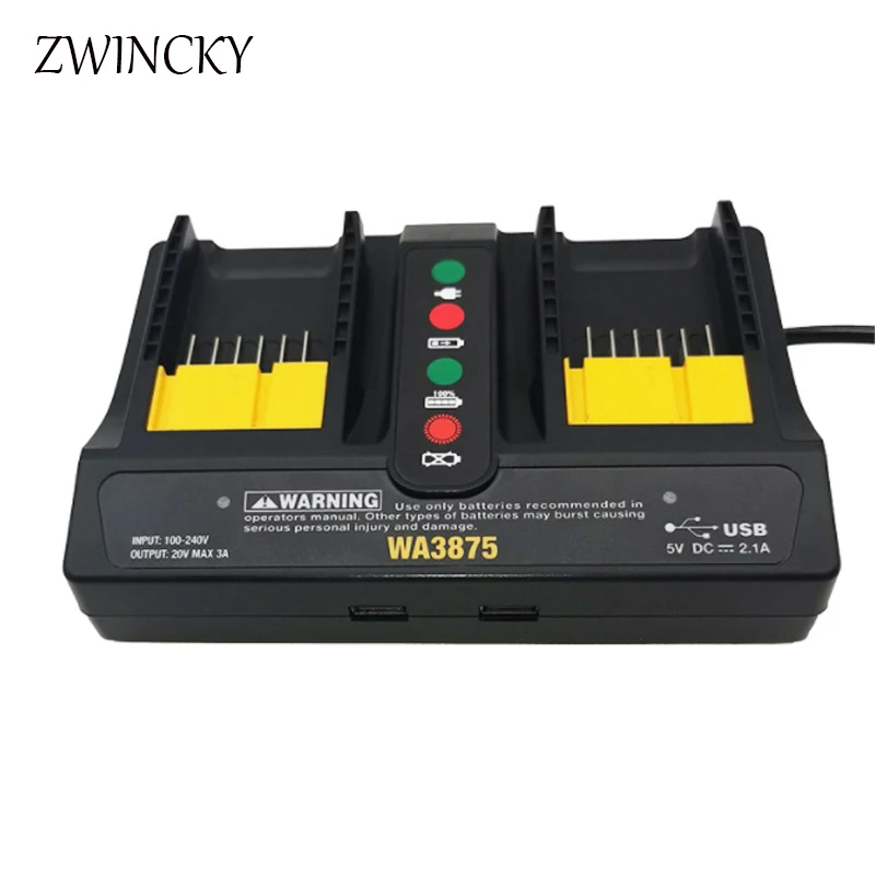 ZWINCKY EU Plug Charger WA3875 20V 18v Li-ion battery 2.0A/3.0A charger For Worx WA3520 WA3525 WA3578 WA3575 WA3742 Fast Charge