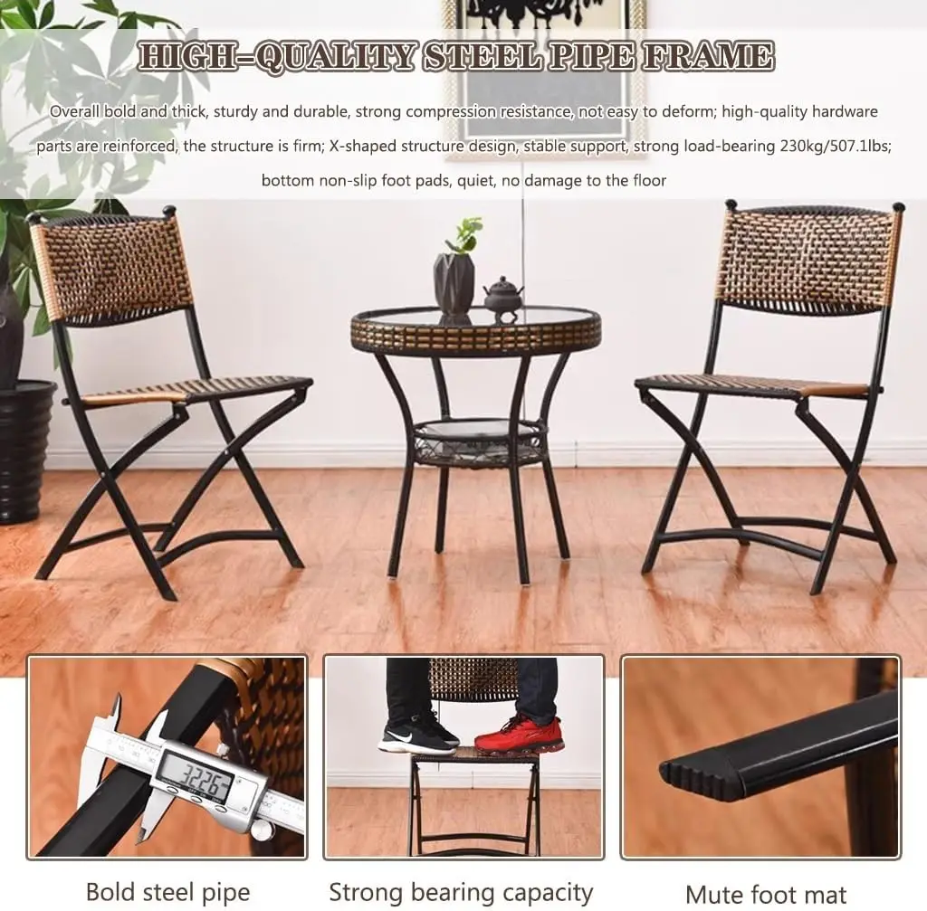 Folding Chairs Vintage Handwoven Imitation Rattan Fold Up Chair, Portable and Easy Care Dining Chair, Back Chair