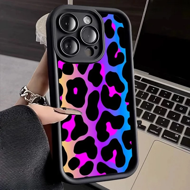 

Colorful leopard print mobile phone case suitable for iPhone 16 15 14 13 pro/max/plus shock-proof cover anti-fingerprint