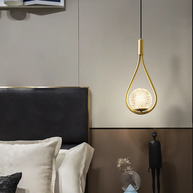 

Nordic Minimalist Chandelier Creative All Copper Glass Lamp Bedroom Living Room Restaurant Study Light Hotel Cafe Lamps Fixtures