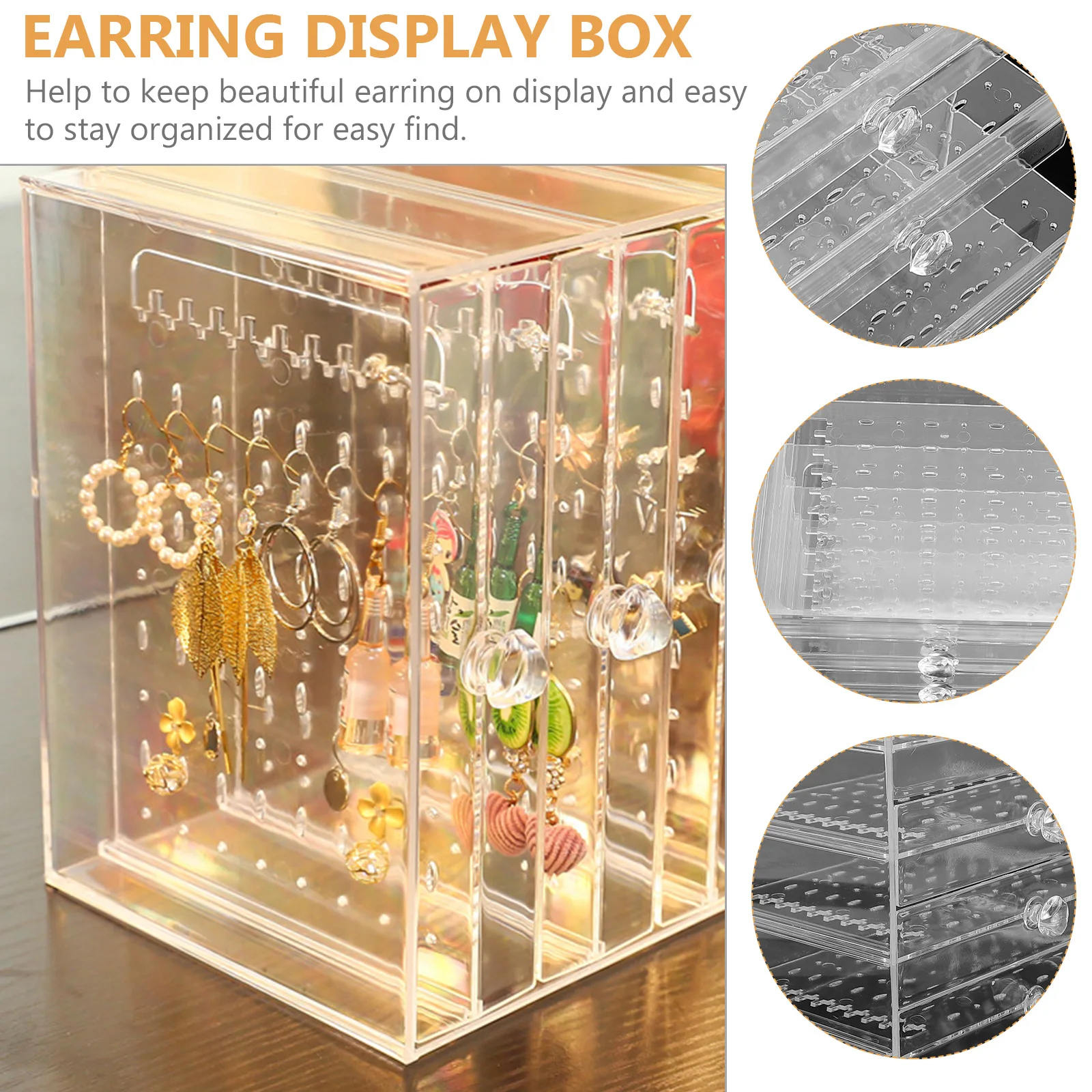 5PCS Acrylic Earring Display Stand Transparent Jewelry Storage Box ganizer Holder For Hoops Danglers Brooches Dust Proof 5