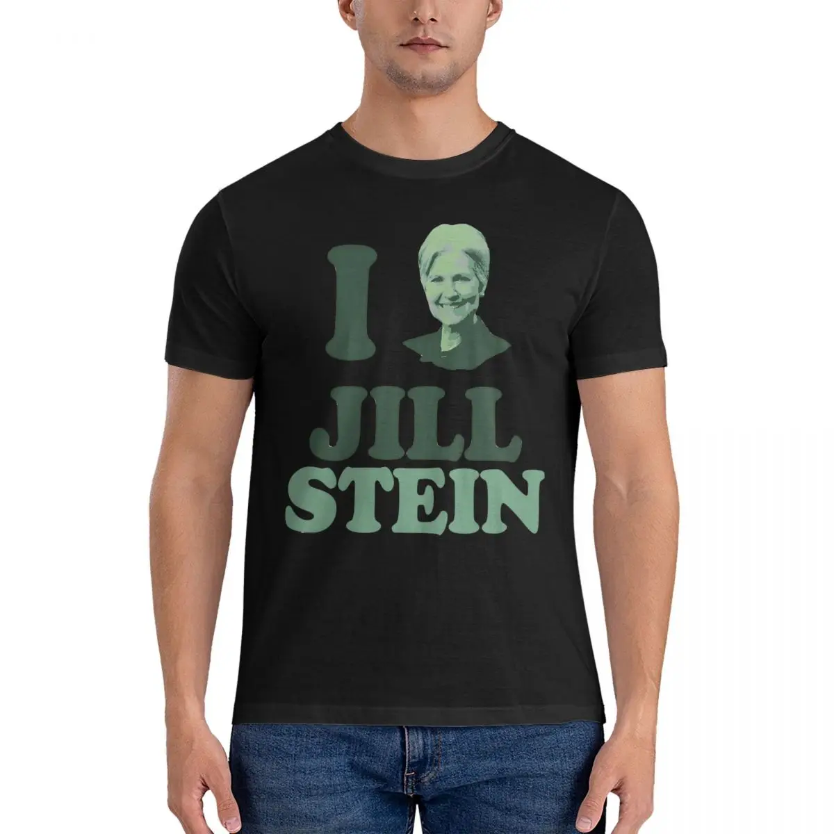 Men's T-Shirt I Love Fitted Casual Cotton Tees Short Sleeve Jill Stein T Shirts Round Neck Clothing Summer