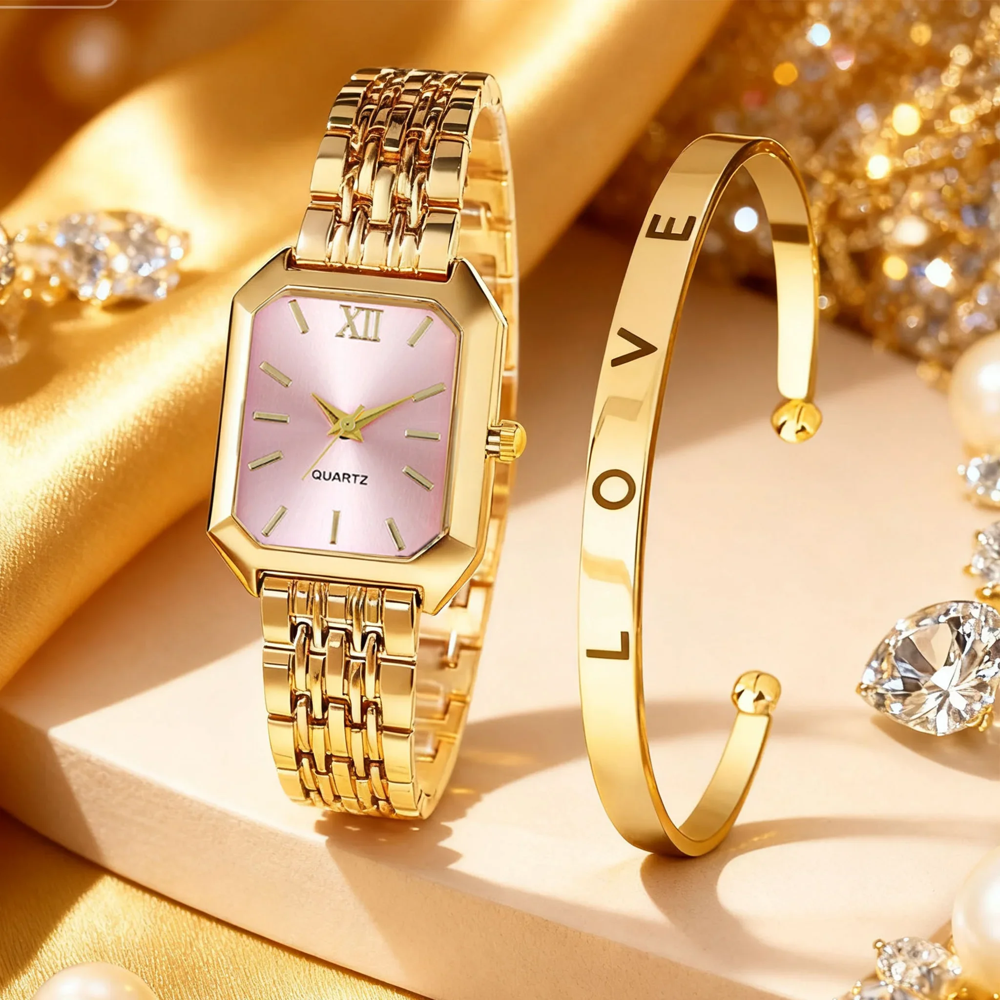 Trendy 2-Piece Quartz Watch & Accessory Bundle | Perfect Versatile Gift for Daily Wear