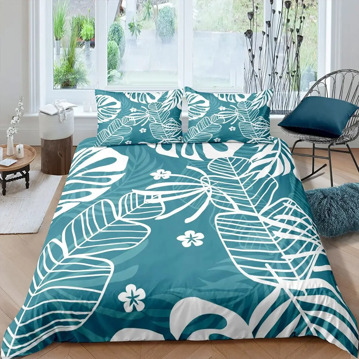 

Palm Leaves Duvet Cover King Full Monstera Banana Leaves Bedding Set Hawaiian Tropical Leaves Comforter Cover for Boys Teens