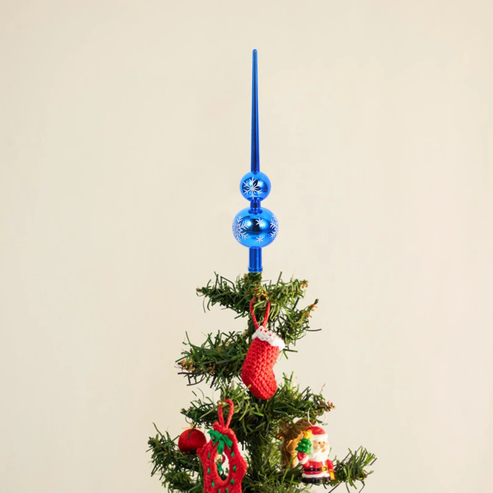 

Gourd Shaped Christmas Tree Topper Hand Painted Plastic Ornament For Holiday Party Decor Globe Spherical Xmas Finial