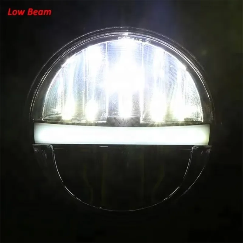 Morsun 5-3/4 5.75 بوصة مجموعة مصابيح LED مستديرة هالو مرحبا/لو شعاع المصابيح الأمامية للدراجات النارية لملحقات الدراجات النارية هارلي #5