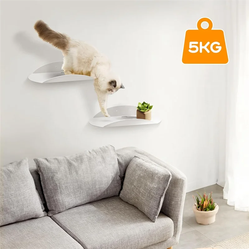 TAIGH-2PCS Wall Floating Shelves Small Acrylic Floating Shelves Multipurpose Display Stand Curved Floating Shelves