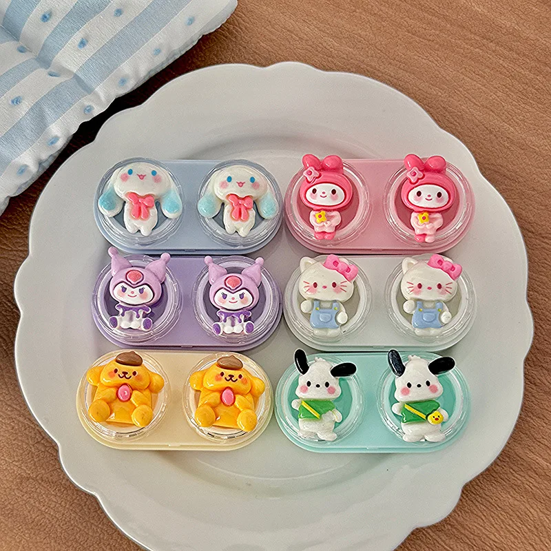 

3pcs Kawaii Hello Kitty Contact Lens Box Cute Cartoon Drawer Style Contact Lens Companion Box Women Products Student Wholesale