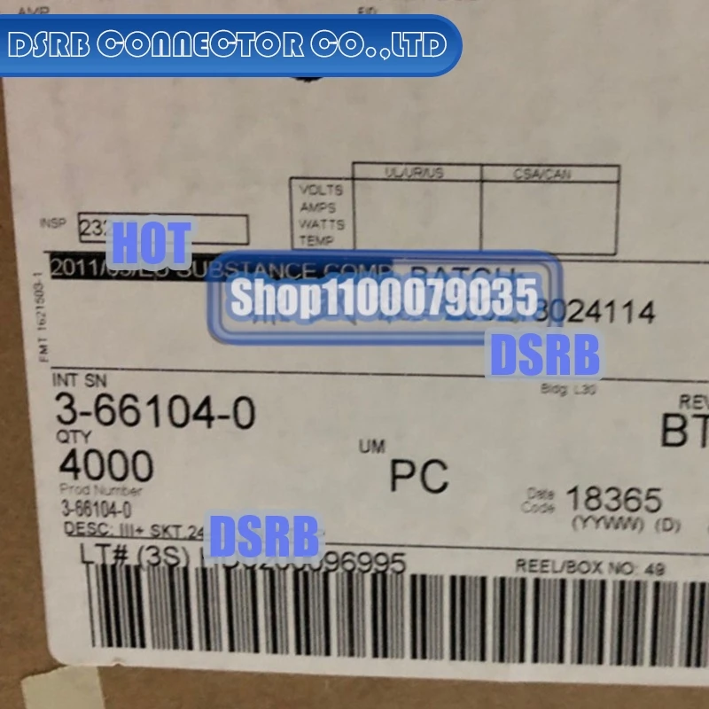 

50pcs/lot 3-66104-0 Terminal Wire gauge 20-24AWG 100% New and Original