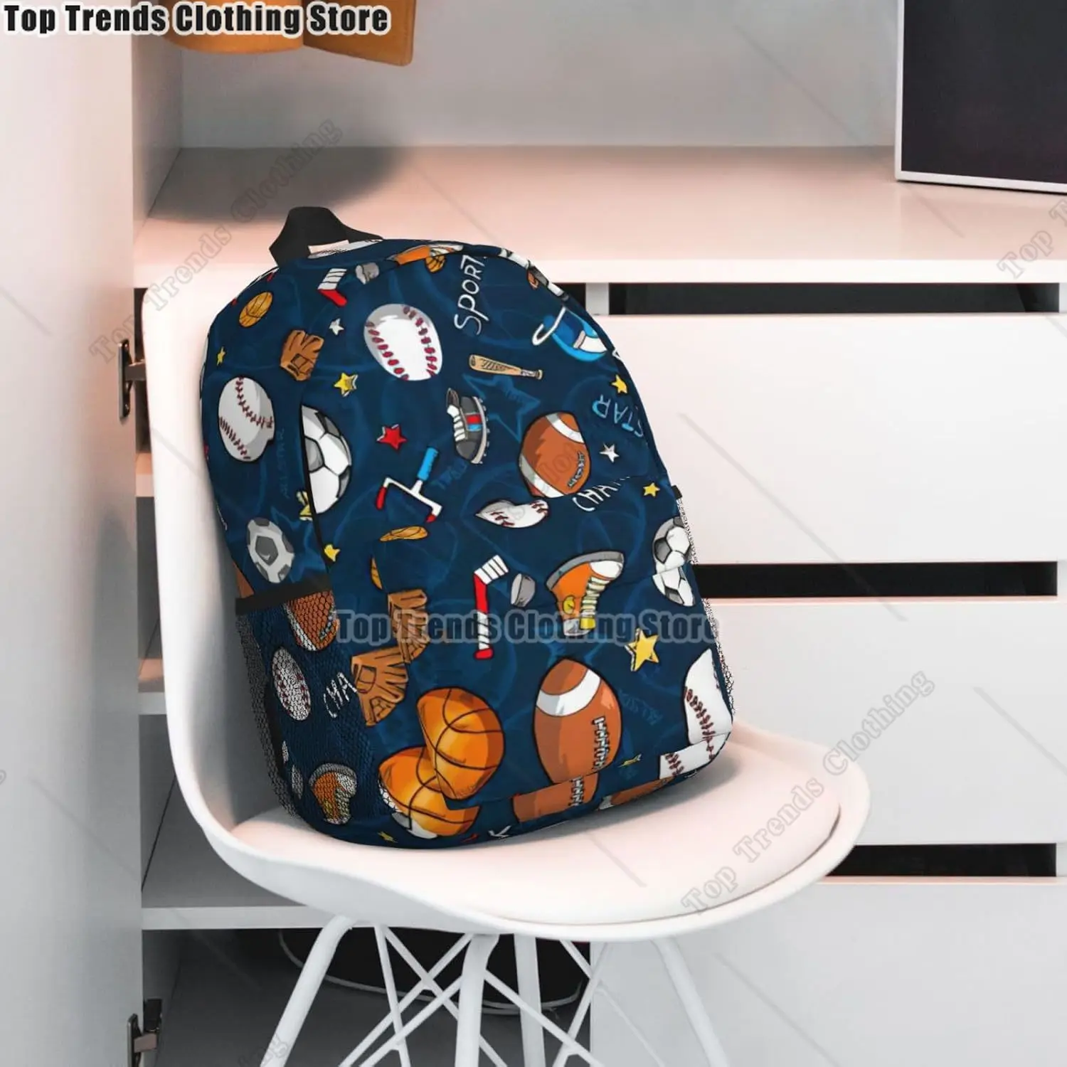 حقيبة ظهر رياضية للكبار مطبوعة بألعاب البيسبول متعددة الاستخدامات للعمل والمشي لمسافات طويلة وحقيبة ظهر مقاومة للماء ومقصورة الكمبيوتر المحمول