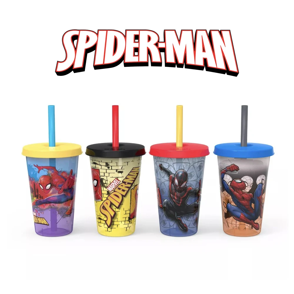 Ensemble de bouteilles d'eau et de gobelets Spiderman pour garçon, 4 figurines d'anime, accessoires Mininstants, cadeau
