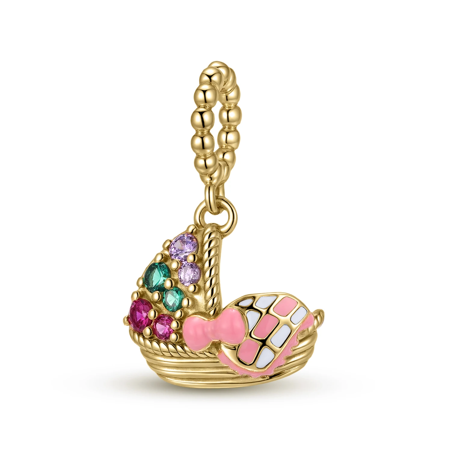 

925 Sterling Silver Baby Colorful Cradle Zircon Beads Charm Pendant fit Charm Bracelets & Bangles DIY Jewelry Makin