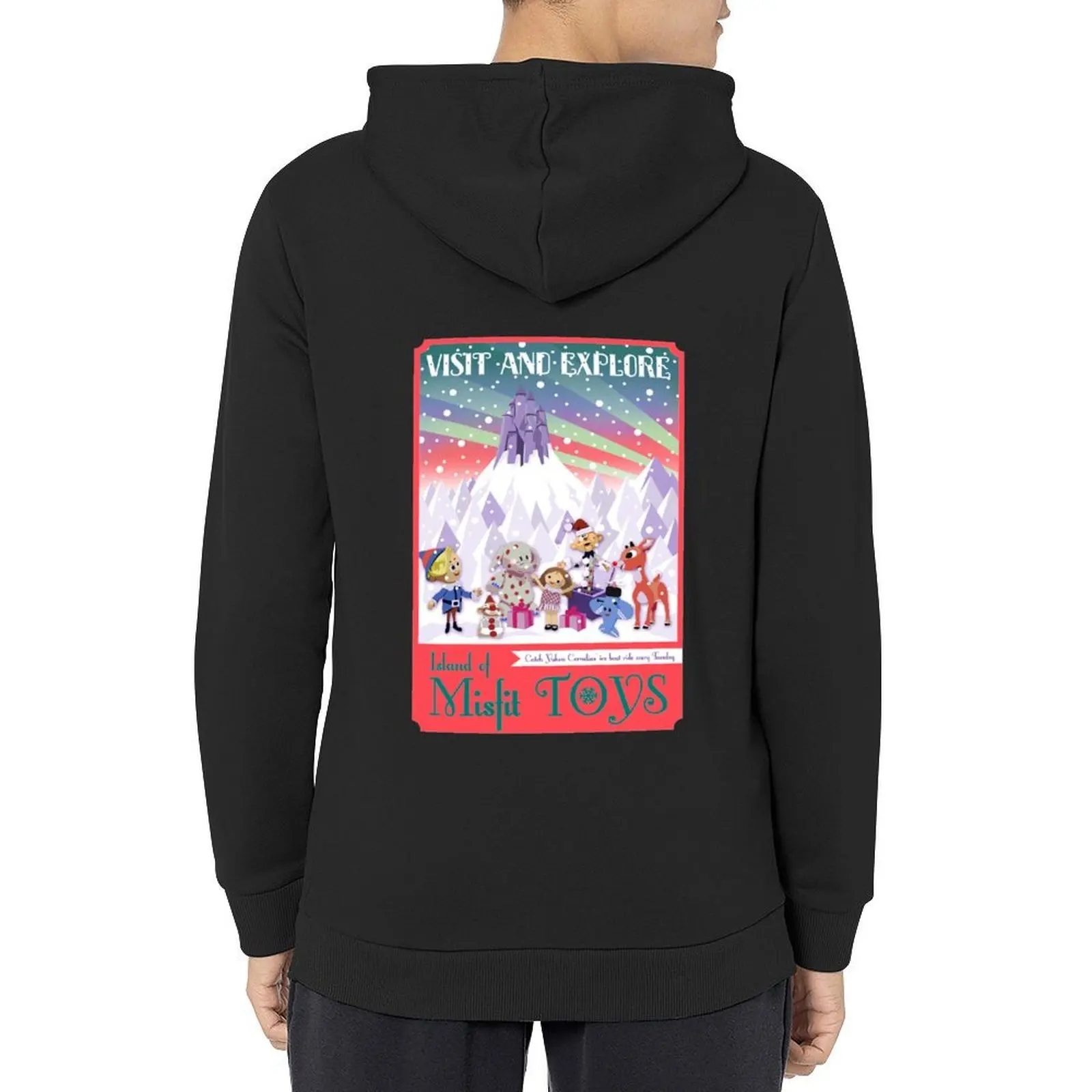 

Island of Misfit Toys - Rudolph Vintage Style Travel Poster Hoodie autumn new products graphic t shirts men hoodies for men