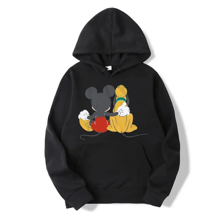 Mode Cartoon Mickey en Pluto Beste Vrienden Gedrukt Unisex Hoodie Casual Paar Sweatshirt Tops Lente Herfst Trui