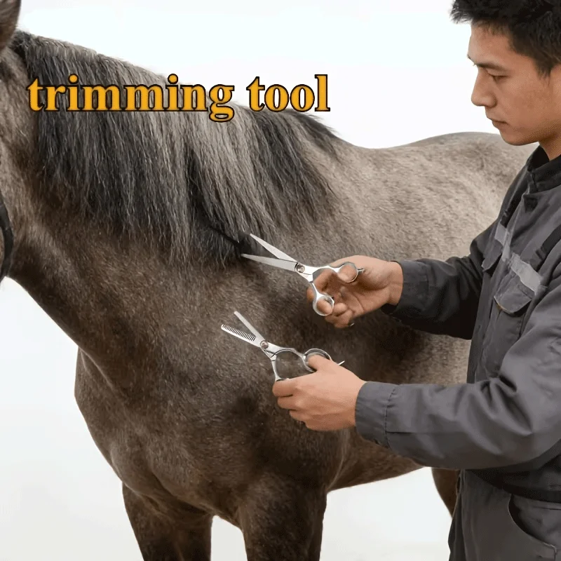 Horse Grooming Tool Set Stainless Steel Fine Hair Trimming Kit for Hair Grooming Livestock Care and Pet Hair Maintenance view 6