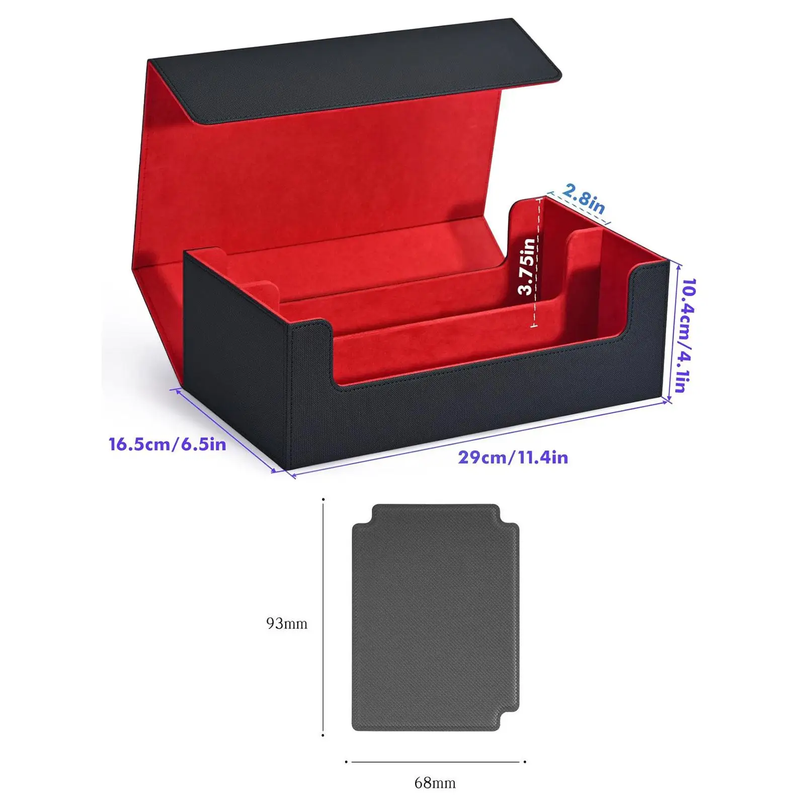 Trading Card Deck Box Container Collectible Display Premium Playing Card Box Blue Divider Red