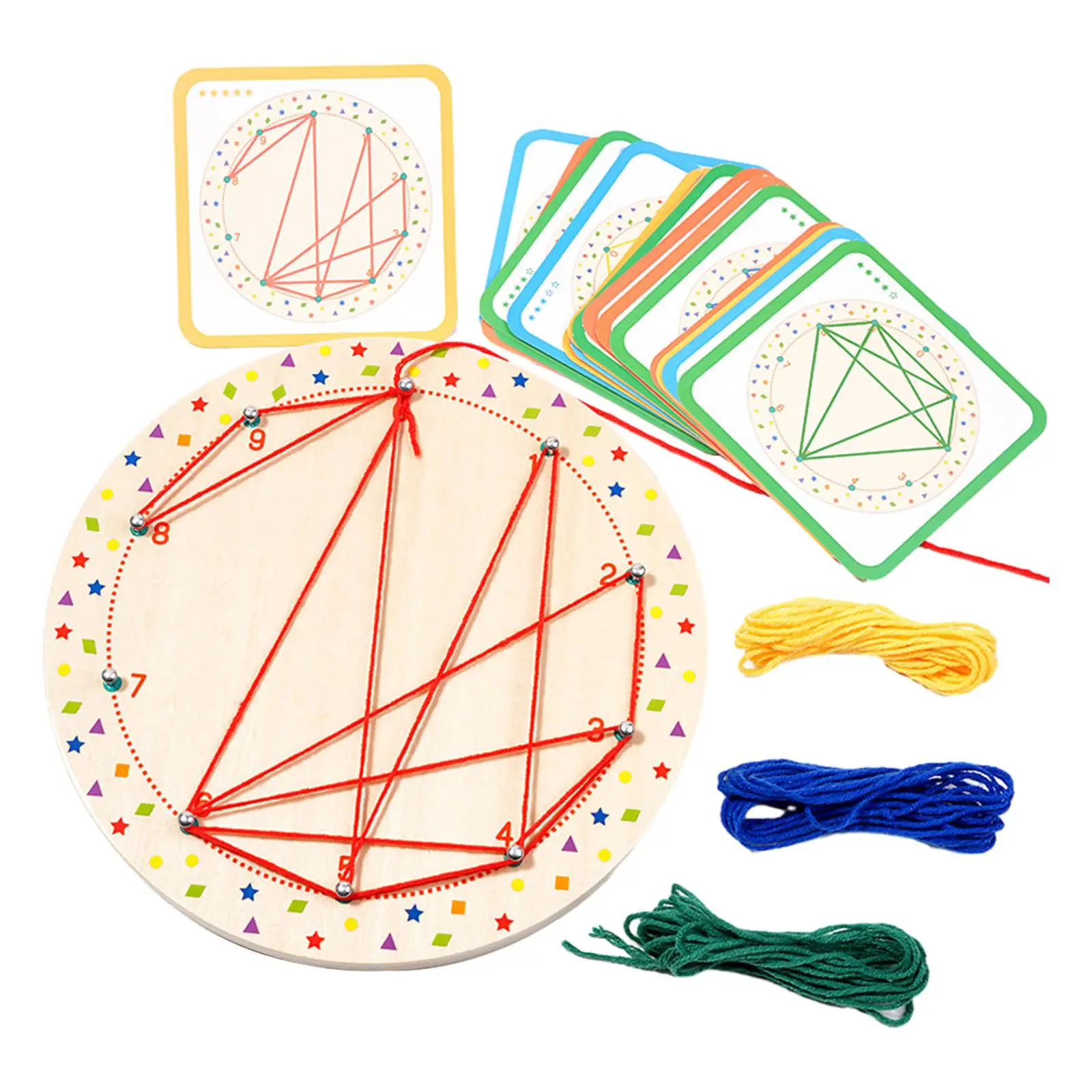 Graphical Educational Mathematics Material Early Learning Development Toy Wool Winding Geoboards for Children Kids Boys New Year