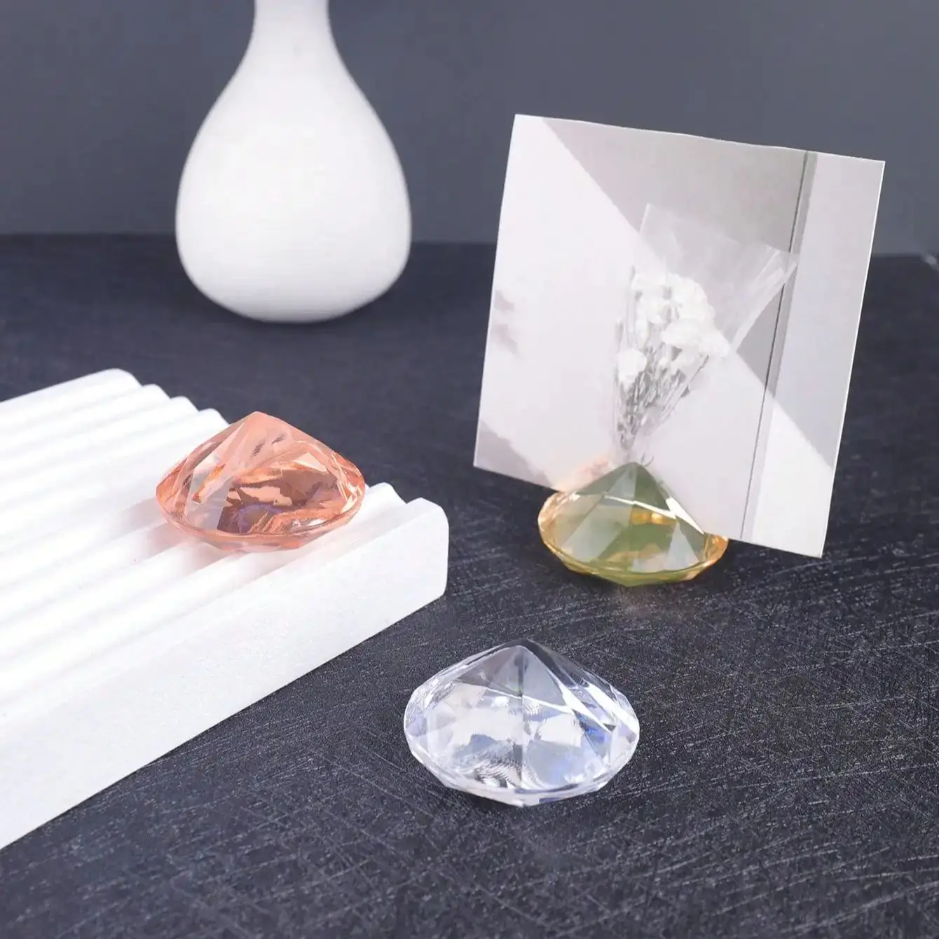 1PC Round Crystal Diamond Memo Clip, Suitable for Banquet Place Cards, Photo Clips, Desk Decoration Accessories