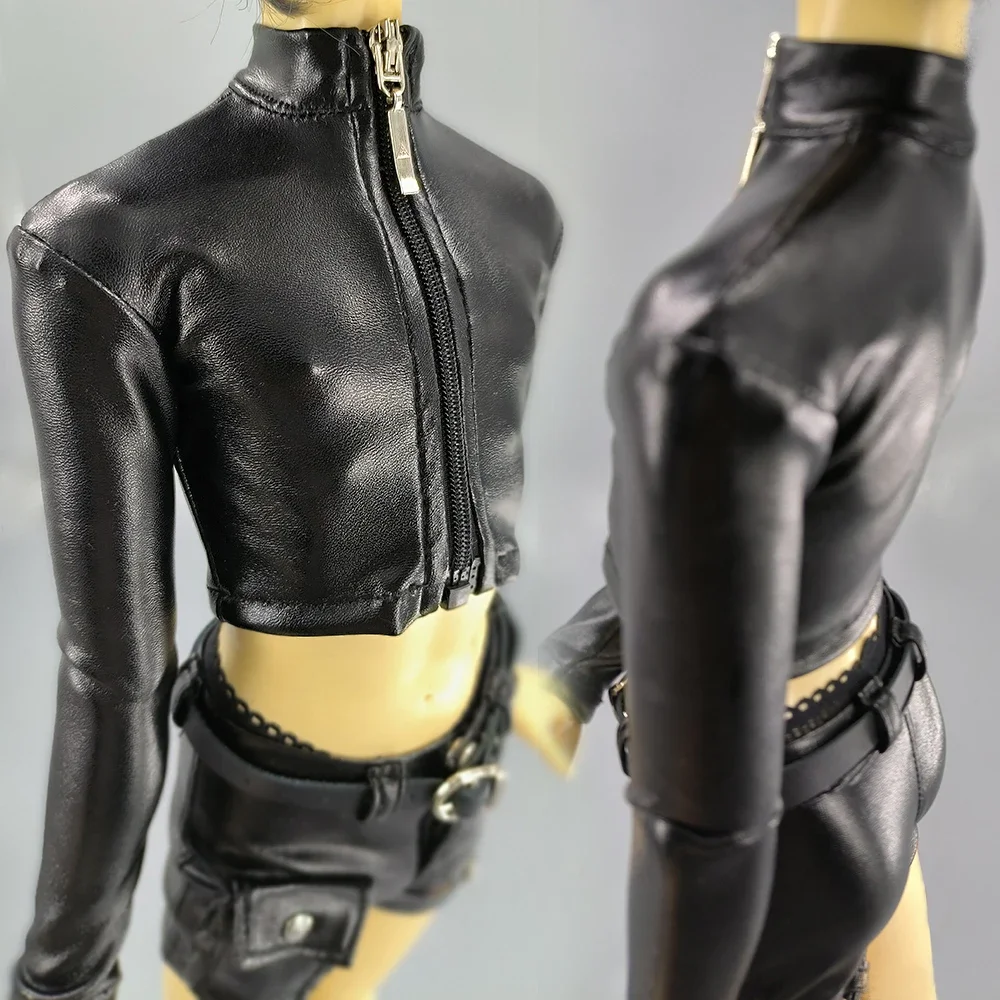 

D09-P313 детская игрушка ручной работы 1/4 1/3 дядя BJD кукла одежда черная короткая кожаная куртка на молнии 1 шт.