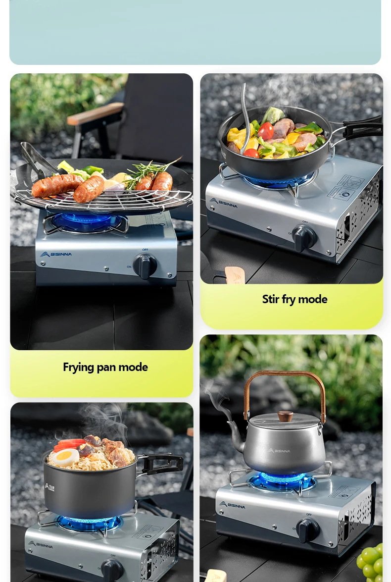 BISINNA Camping-Gasbrenner, tragbarer Gaskassettenofen, 4200 W, hohe Feuerkraft, Touristenbrenner für Picknick im Freien, Wandern, Grillen – Detail 6