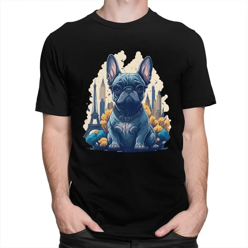 Custom Male French Bulldog Pet Dog T Shirt Short Sleeve Cotton Tshirt Novelty T-shirt Printed Tee Tops Plus Size Apparel