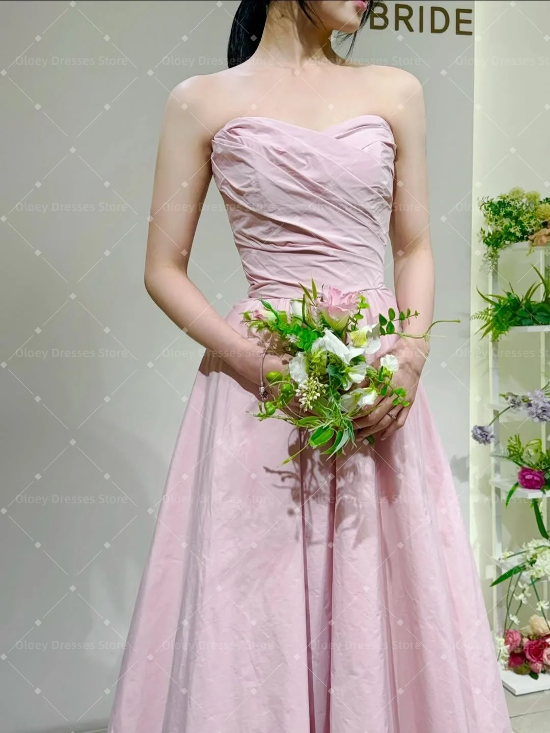OLOEY Taffeta Korea Evening Dresses A-Line Sleeveless Elegant Long Party Gowns Korea Photo Shoot Customized 저녁 드레스