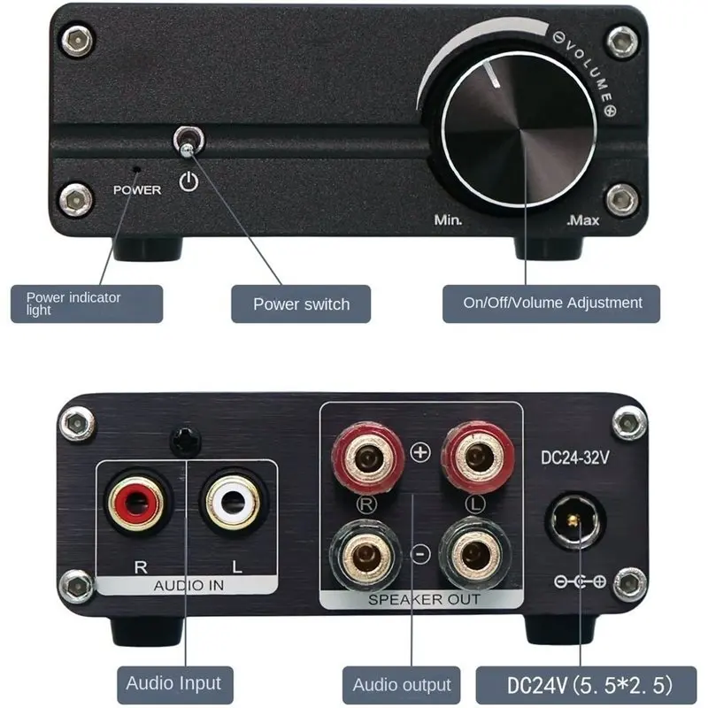 ABNR Hifi Digital Class D 2-Channel Power Amplifier TPA3250 2X130w High-Power Stereo Audio Amp D130C For Audiophiles