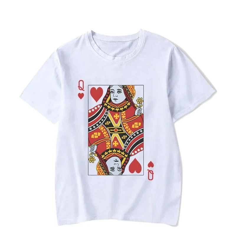 Playing Cards Heart Q Graphic T Shirts Y2k Fashion Queen Women Tees Harajuku Funny Boyfriend Girlfriend Tee Loves Shirt