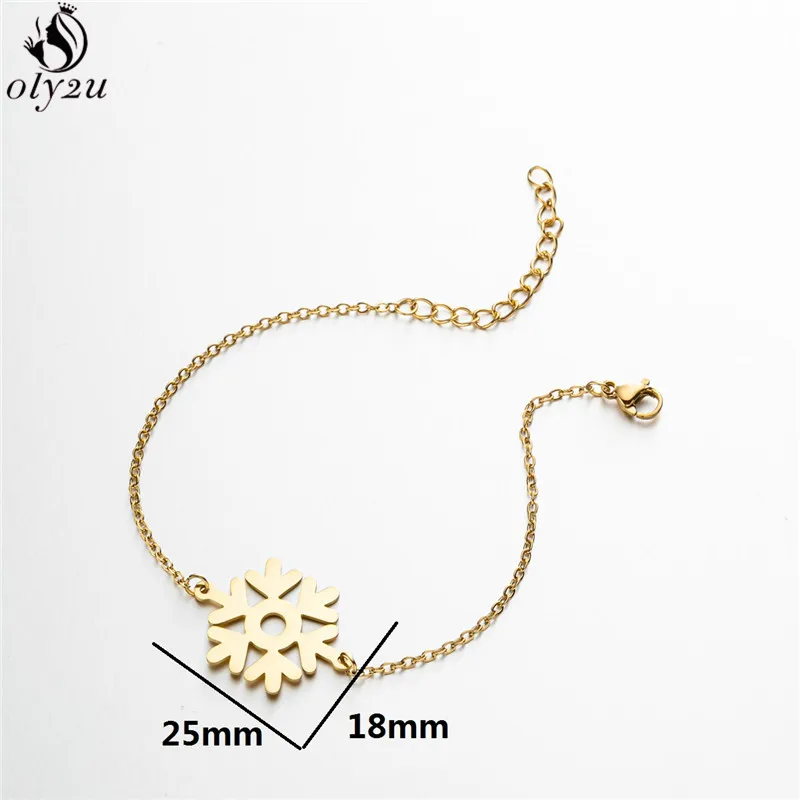 Bohemian Stainless Steel Flower Snowflake Bracelet Women Fashion Stainless Steel Jewelry Girls Christmas Wristband Accessories