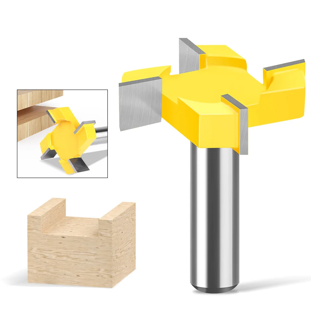 

1PC 12mm 1/2" 8mm Shank 4 Edge T Type Slotting Cutter Woodworking Tool Router Bits For Wood Industrial Grade Milling Cutter