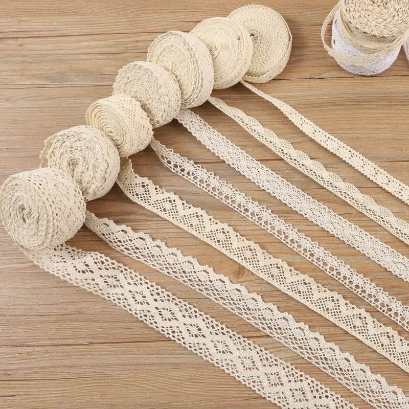 5Meter Roll White Cotton Embroidered Lace Net Ribbons Fabric Trim DIY Decorate Sewing Handmade Craft Materials Bow