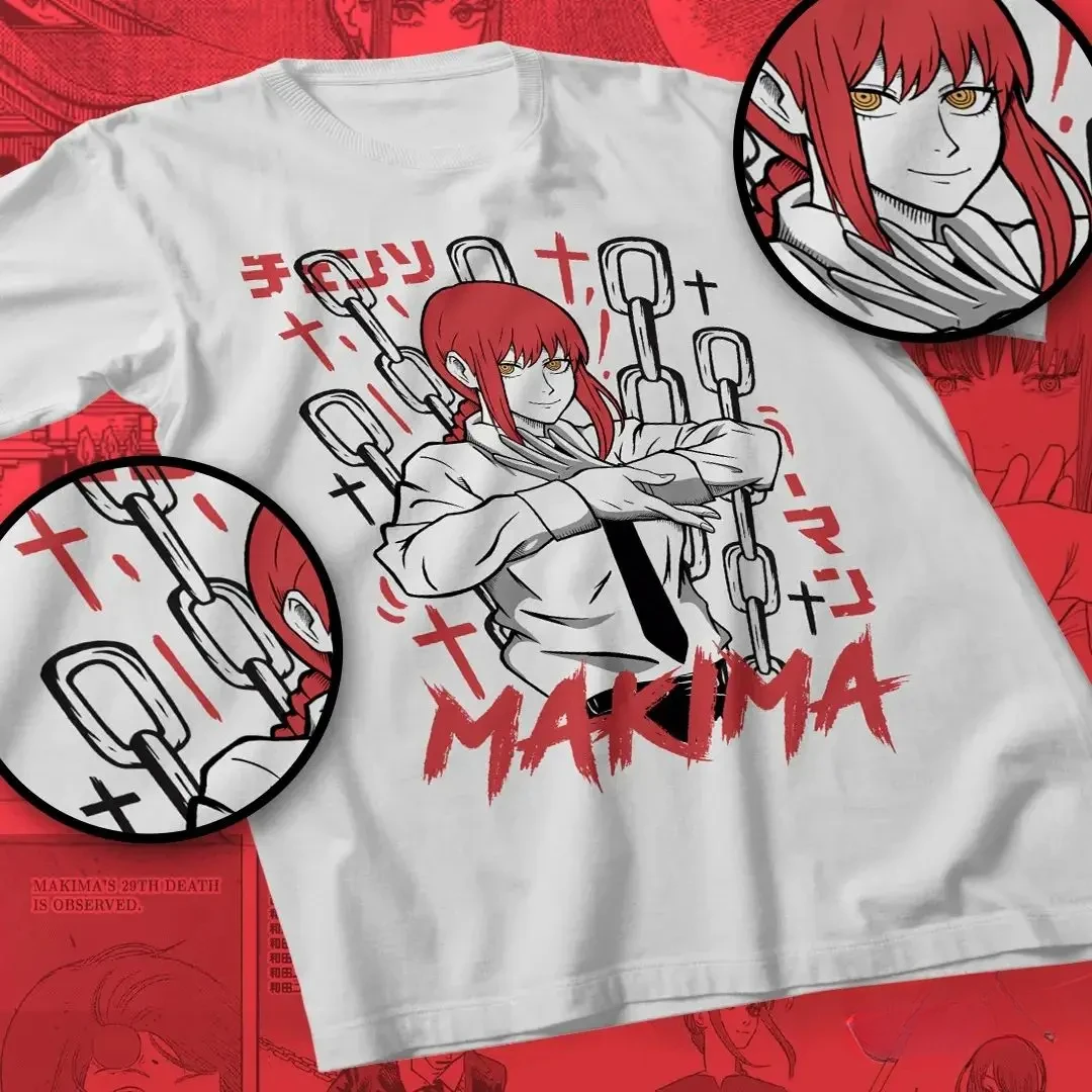 Motosega uomo Makima t-shirt Pochita,Anime motosega di tutte le dimensioni Man power