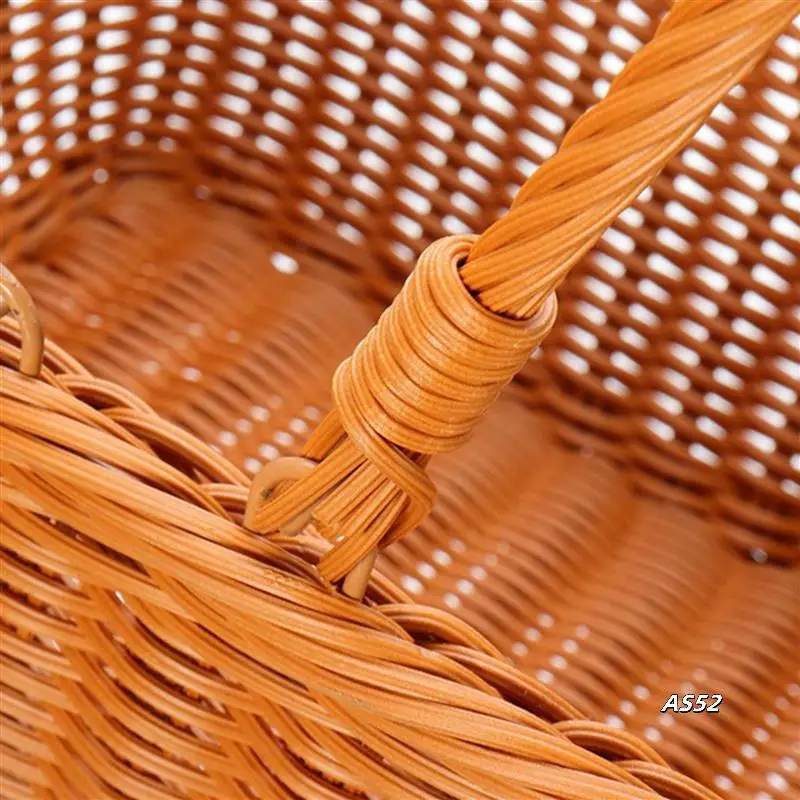 

4X Durable Artificial Rattan Handmade Portable Picnic Basket Rattan Woven Supermarket Shopping Basket Rattan Basket