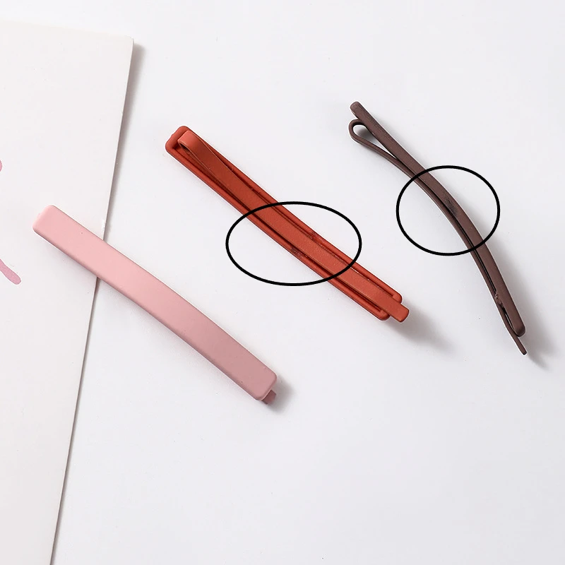 6PC Koreanische Einfache Stil Solide Khaki Rosa Farbe Matte Haarnadel Hairgrip für Mädchen Frauen Süß Haar Seite Clips Zubehör – Detail 7