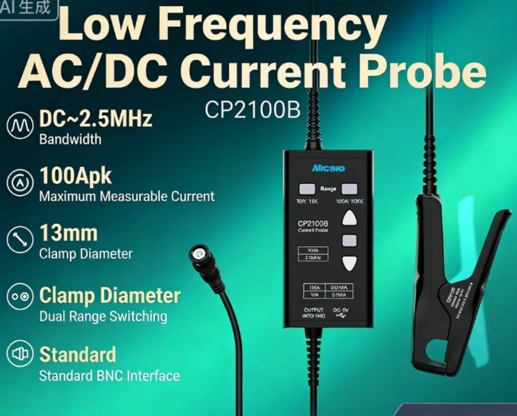 1pc Micsig Digital CP2100B Oscilloscope with AC/DC 100Apk 70.7Arms Current Probes 2.5MHz 10A/100A Maximum Measurable Current*SY