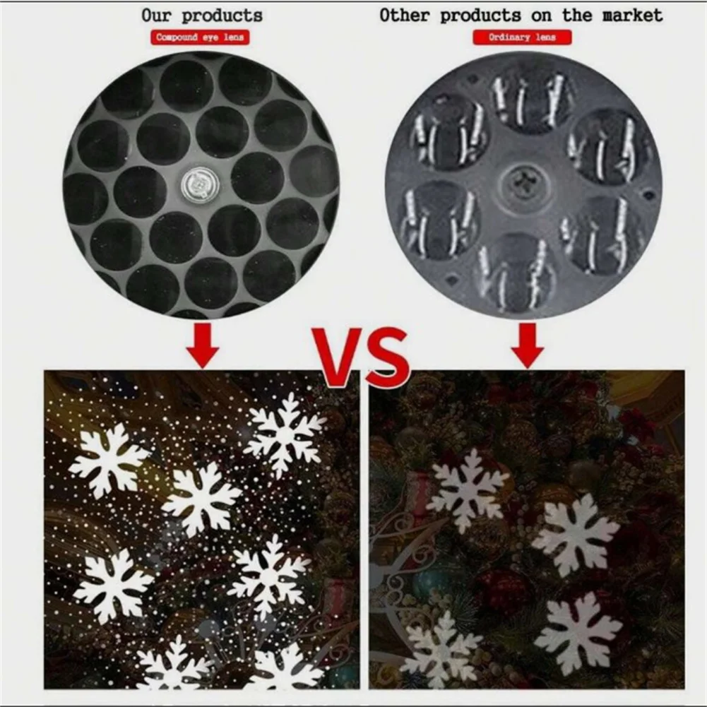 Professional Christmas Snowflake Projector IP65 Waterproof Snow Projection Lamp Night Light For Bedroom