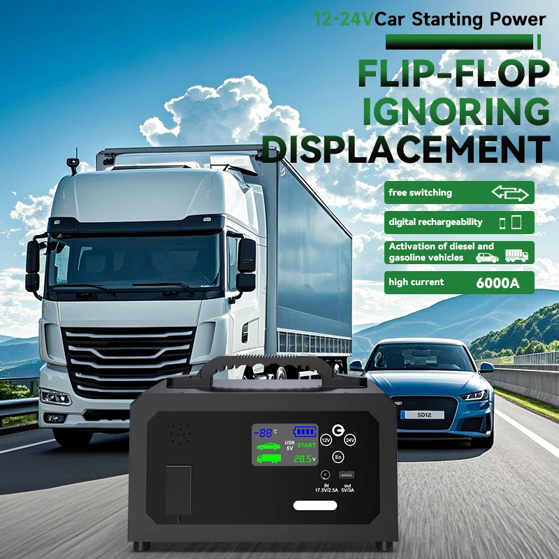 6000A 28000mAh Car Jump Starter Portable Power Bank Car Battery Booster 12V 24V  Car Starting Device For Petrol 20L Diesel 16L