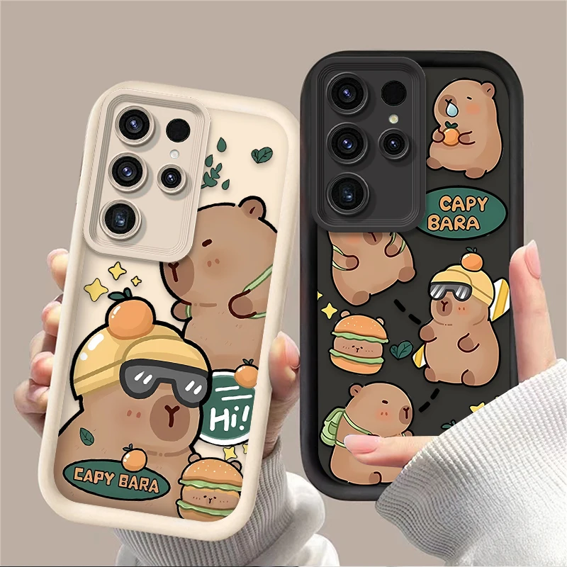 Silicone Phone Back Case for Samsung Galaxy S25 S24 S23 Ultra S22 S21 Plus FE 5G A54 A34 A14 A73 A53 A33 5G Cool Capybara Cover