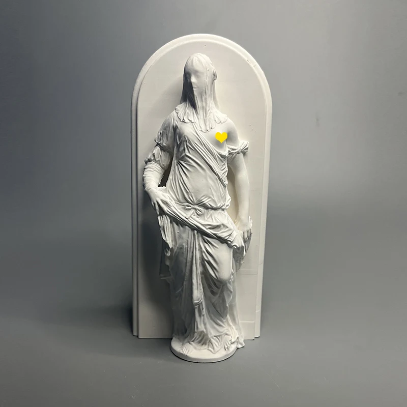 Kreative Paris Louvre Museum Weiße Gips Figur Skulptur Moderne maskierte weibliche Figur Statue Handwerk Innen ästhetische Dekor