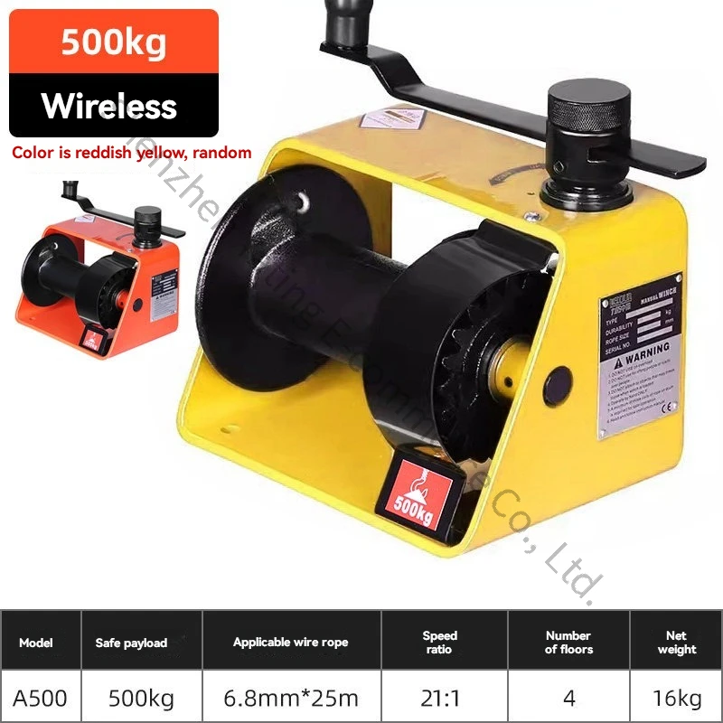 250kg 10m  Self-locking Hand Winch Turbo Worm Winch with Brakes Heavy Duty Hand Winch Tractor Small Crane