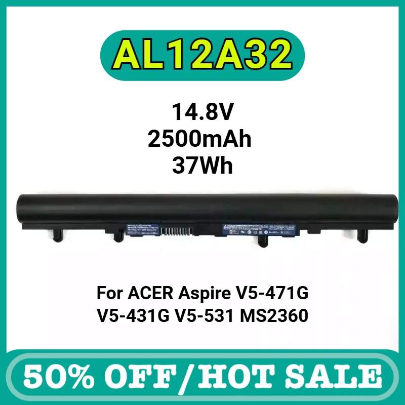 

AL12A32 Laptop Battery for Acer Aspire V5 - 431, 471G, 531, 551, 571G, 471G, 431G, MS2360, 4ICR17/65