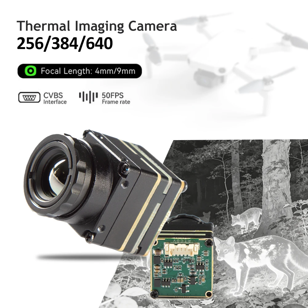 Câmera térmica 256*192/384*288/ 640*512 4mm/ 9mm módulo de câmera de imagem térmica com interface cvbs para drones fpv rc quadcopter