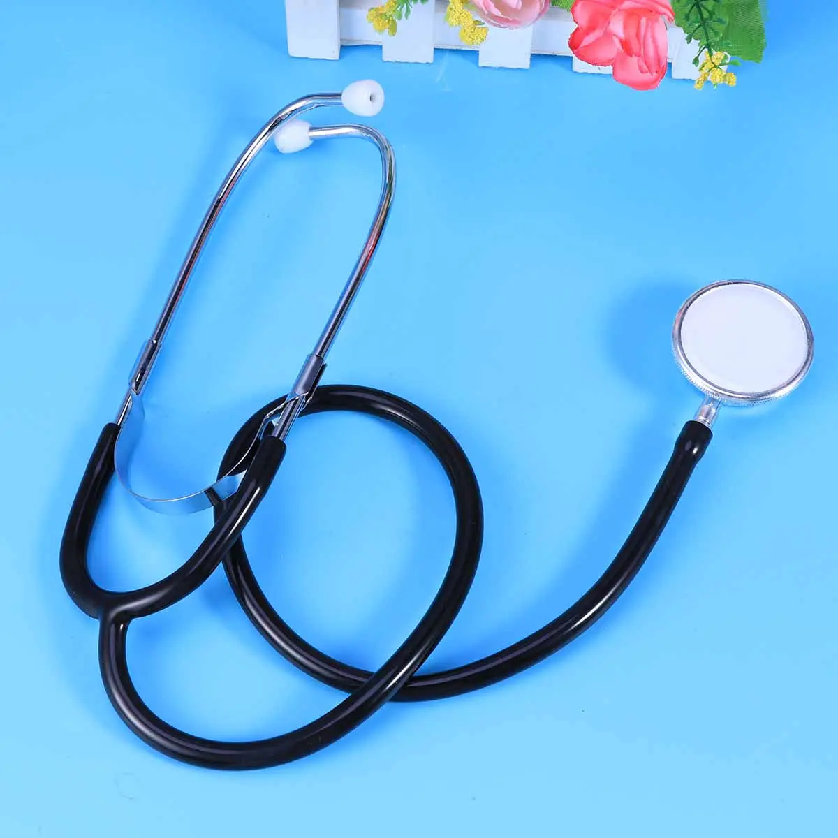 Double Sided Stethoscope Black Dual Head Portable Aid Auscultation Device Tool for Heart Lung Organ Diagnosis