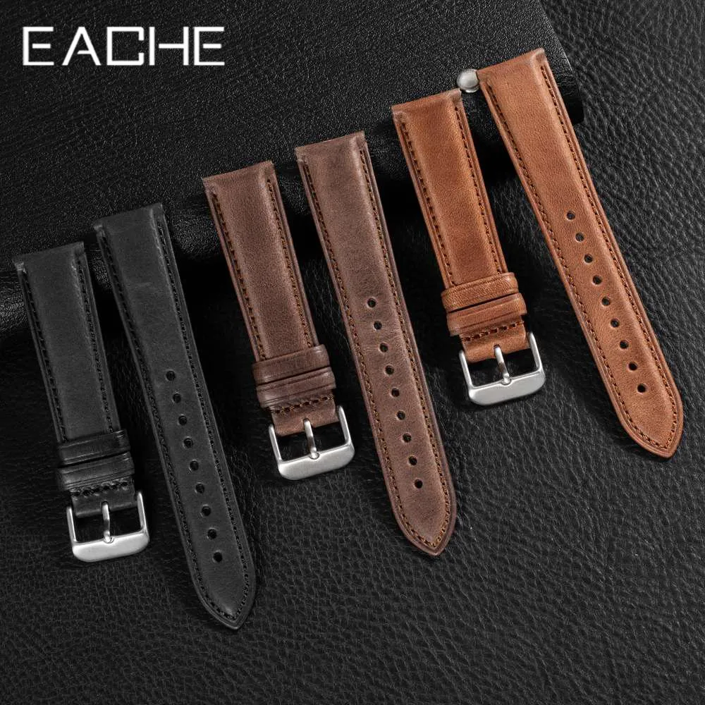 EACHE Watch Band Full Grain High Quality Genuine Cow Leather Watch Strap 18mm 20mm 22mm