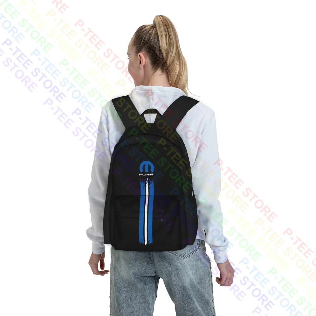 Mochila Mopar M W Grande Capacidade, Azul, Branco, Listra Esquerda, Impressão de Logótipos, Treino, Impressão 3D, Mochilas